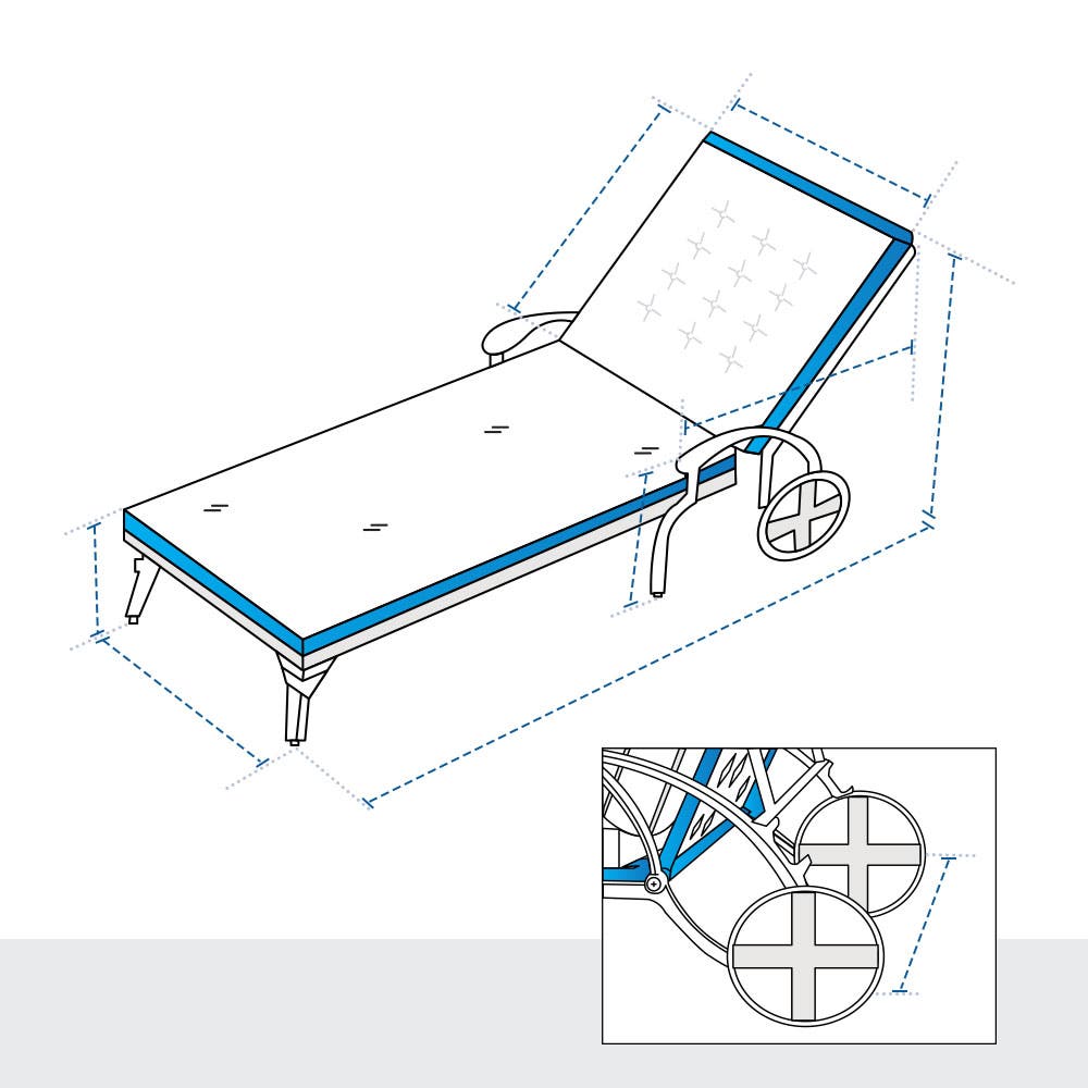 Poolside Wheeled Chaise Lounge Custom Covers - Product image