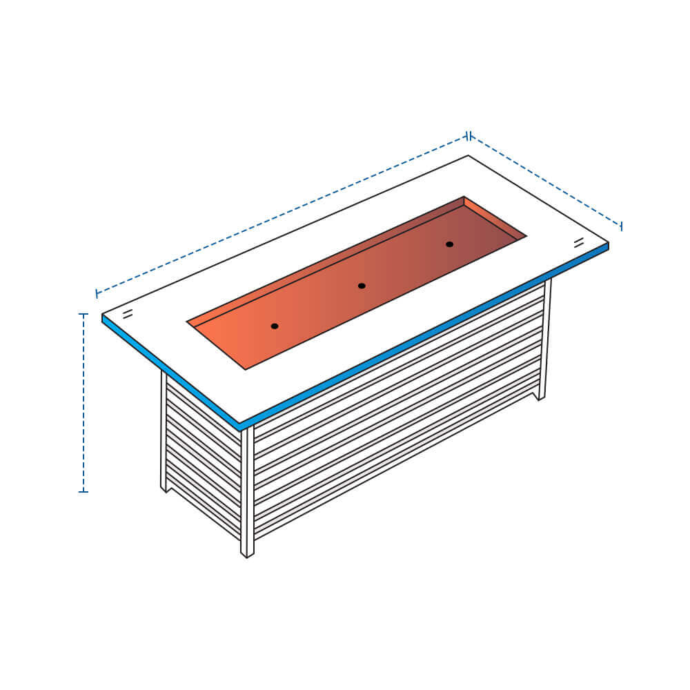 Slatted Base Rectangular Fire Pit Custom Covers