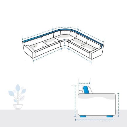 L shape Curved Couch Custom Cover