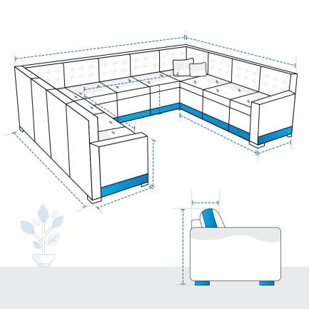 U Shape Sectional Armrest Couch Custom Covers
